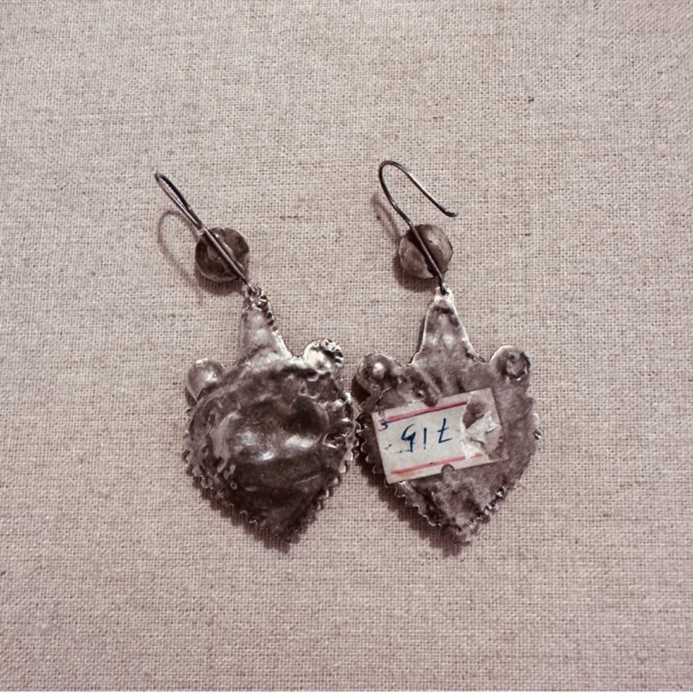 Vintage | Earrings | Vintage Afghan Silver Malachite Stone Earrings - Picture 2 of 9